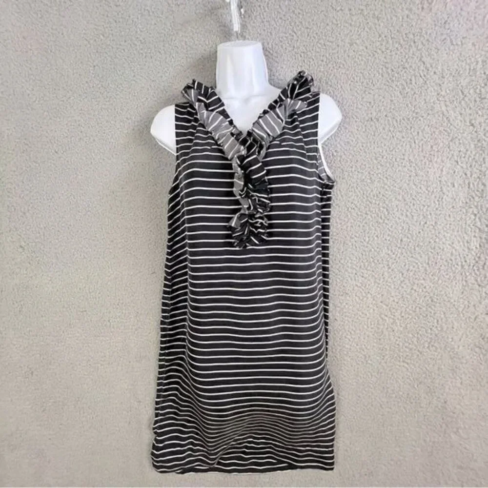 KATE SPADE WOMENS DRESS BLACK WITH WHITE STRIPES SIZE 4